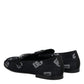 Blue Logo Cotton Loafers Formal Dress Shoes