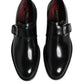 Black Leather Monk Strap Derby Formal Shoes