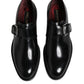 Black Leather Monk Strap Derby Formal Shoes