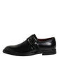 Black Leather Monk Strap Derby Formal Shoes
