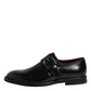 Black Leather Monk Strap Derby Formal Shoes