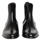 Black Chelsea Slip On Mid Calf Boots Shoes