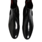 Black Chelsea Slip On Mid Calf Boots Shoes