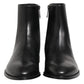 Black Leather Mid Calf Men Boots Shoes