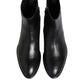 Black Leather Mid Calf Men Boots Shoes