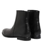 Black Leather Mid Calf Men Boots Shoes