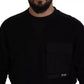 Black Cotton Crewneck Sweatshirt Sweater