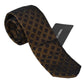 Elegant Brown Patterned Silk Blend Necktie