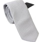 Elegant White Patterned Silk Blend Neck Tie