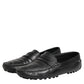 Black Leather Slip On Mocassin Loafer Shoes