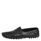 Black Leather Slip On Mocassin Loafer Shoes