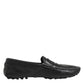 Black Leather Slip On Mocassin Loafer Shoes