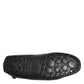 Black Leather Slip On Mocassin Loafer Shoes