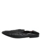 Black Leather Slip On Men Flat Loafers Shoes