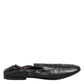 Black Leather Slip On Men Flat Loafers Shoes