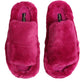 Pink Acrylic Faux Fur Mens Flats Sandals Shoes