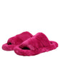 Pink Acrylic Faux Fur Mens Flats Sandals Shoes