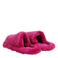 Pink Acrylic Faux Fur Mens Flats Sandals Shoes