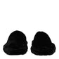 Black Faux Fur Flats Men Sandals Shoes