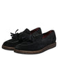 Black Suede Tassel Embellished Loafers Shoes