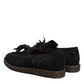 Black Suede Tassel Embellished Loafers Shoes