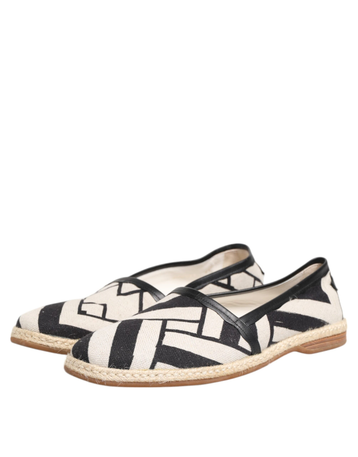 Black White Stripes Flat Espadrille Shoes