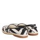 Black White Stripes Flat Espadrille Shoes
