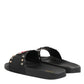 Black Rubber Sacred Heart Slides Men Beachwear Shoes