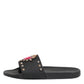 Black Rubber Sacred Heart Slides Men Beachwear Shoes