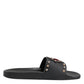 Black Rubber Sacred Heart Slides Men Beachwear Shoes