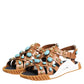 Brown Leather Studded Slides Sandals Shoes