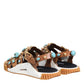 Brown Leather Studded Slides Sandals Shoes