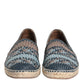 Blue Gray Woven Leather Buffalo Espadrille Shoes