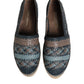 Blue Gray Woven Leather Buffalo Espadrille Shoes