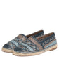 Blue Gray Woven Leather Buffalo Espadrille Shoes