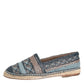 Blue Gray Woven Leather Buffalo Espadrille Shoes