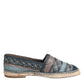 Blue Gray Woven Leather Buffalo Espadrille Shoes