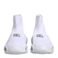 White Silver Slip On Wave Socks Sneakers Shoes