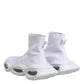 White Silver Slip On Wave Socks Sneakers Shoes