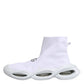 White Silver Slip On Wave Socks Sneakers Shoes