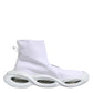White Silver Slip On Wave Socks Sneakers Shoes
