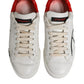 White Red Leather Logo Low Top Sneakers Shoes