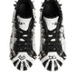 Black White Studded Low Top Sneakers Shoes