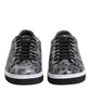 Gray Leather Leopard Low Top Sneakers Shoes