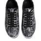 Gray Leather Leopard Low Top Sneakers Shoes