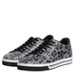 Gray Leather Leopard Low Top Sneakers Shoes
