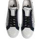 White Blue Crown Low Top Sneakers Shoes
