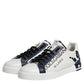 White Blue Crown Low Top Sneakers Shoes