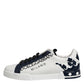 White Blue Crown Low Top Sneakers Shoes