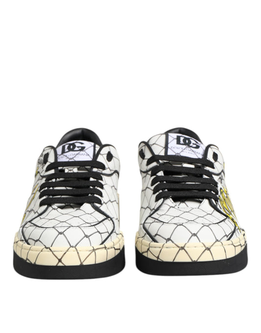 White Logo Print Low Top Men Sneakers Shoes